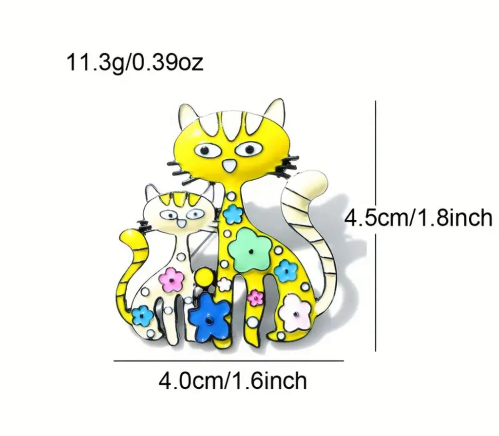 Broche Chats Floraux