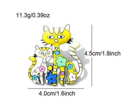 Floral Cats Brooch