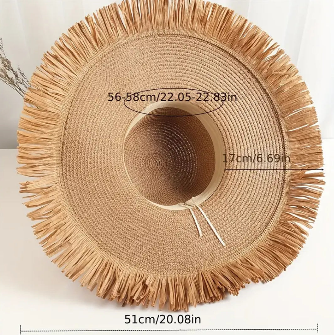 Frayed Straw Compressible Hat