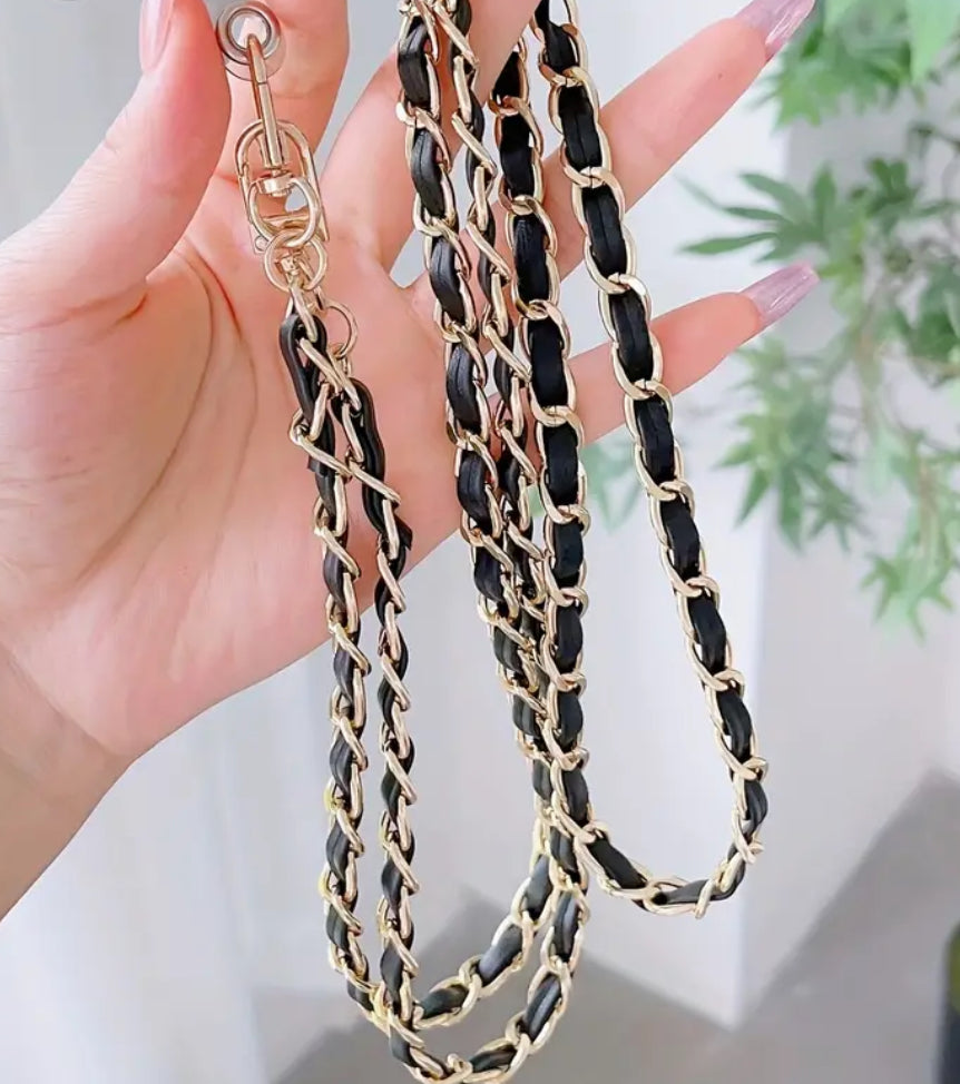 Leatherette Chain Phone Lanyard / Bag Strap ( Black or white)