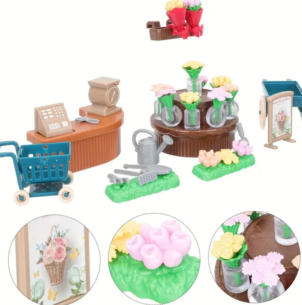 Modèle de magasin de fleurs miniature