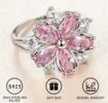 Pink Zirconia Flower Sterling Silver Ring