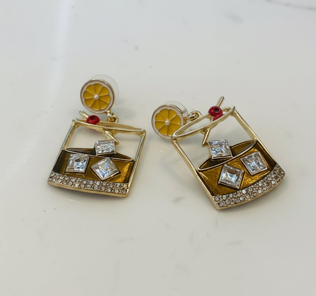 Cocktail Glass zirconia earrings