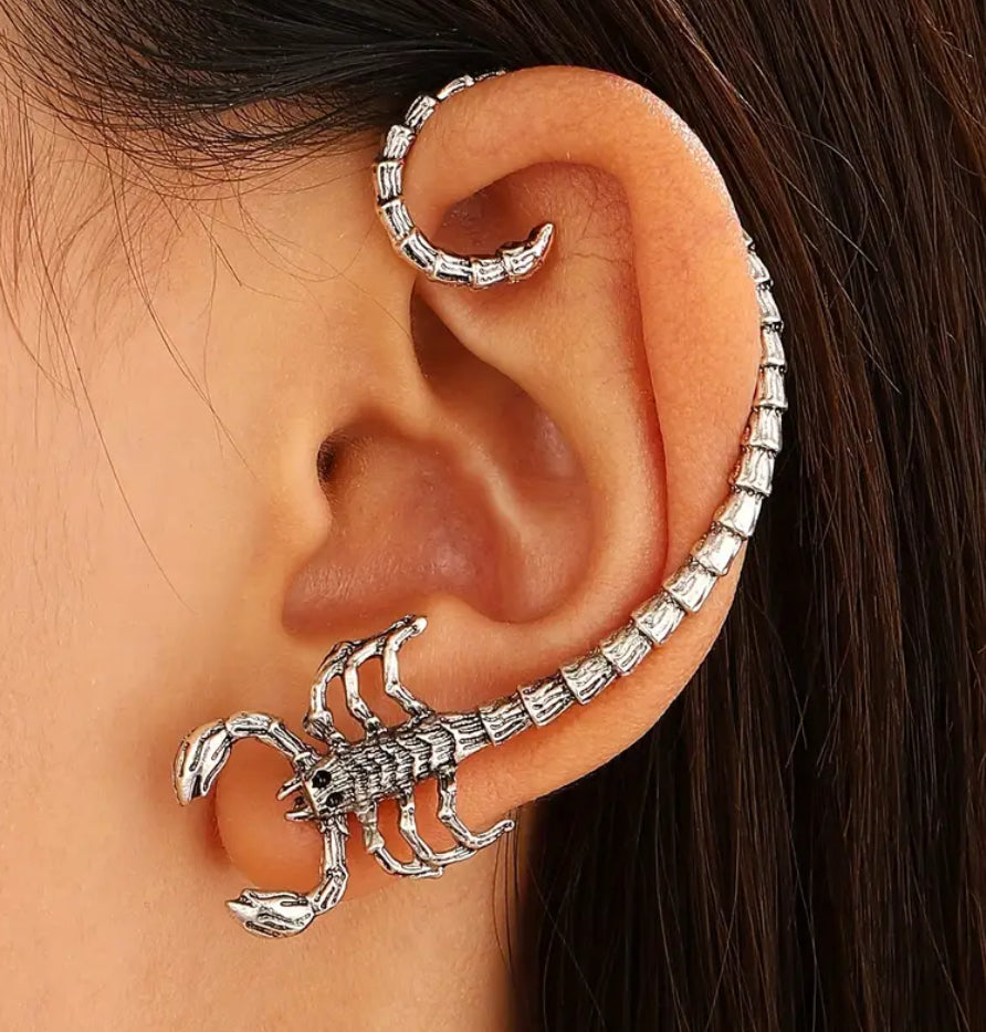 Silver-plated Scorpion Earring Ear Cuffs