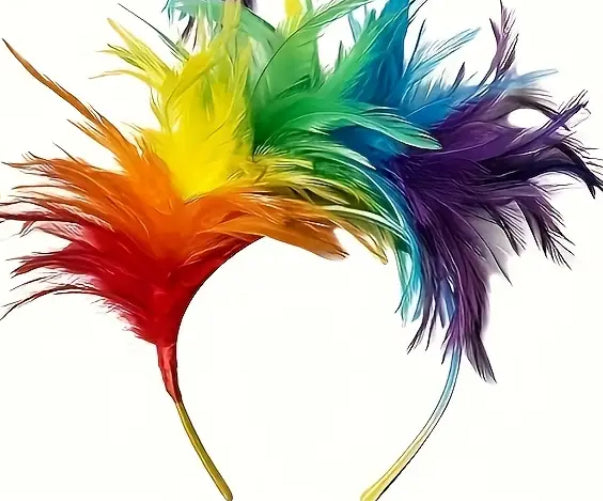 Serre-tête à plumes arc-en-ciel