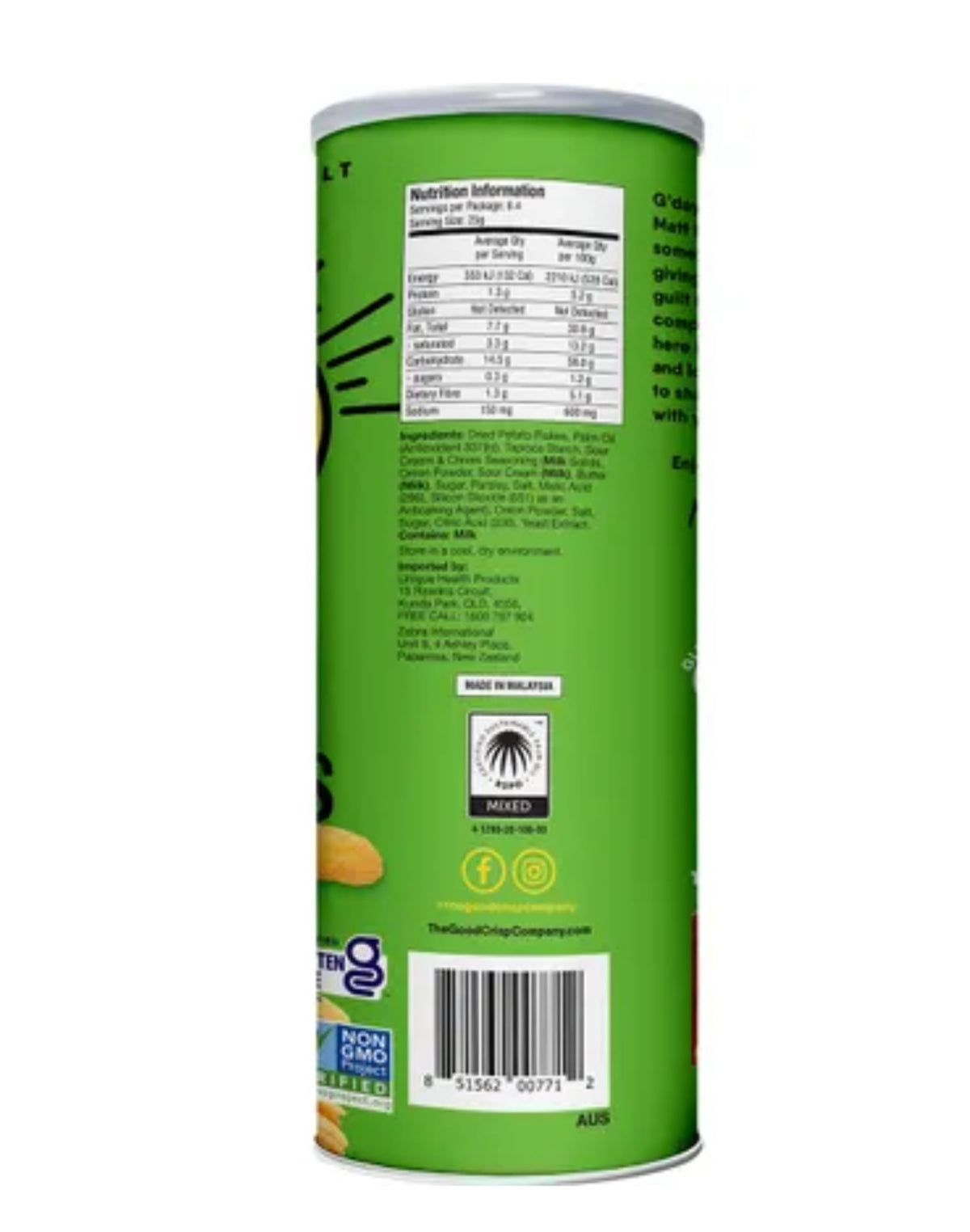 Potato Crisps Sour Cream & Chives 160g