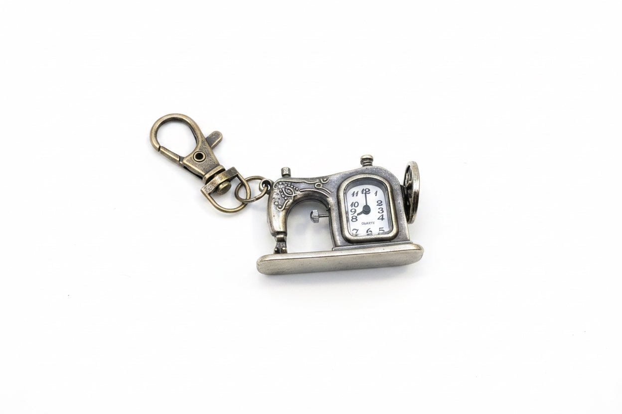 Working Clock Sewing Machine Keychain