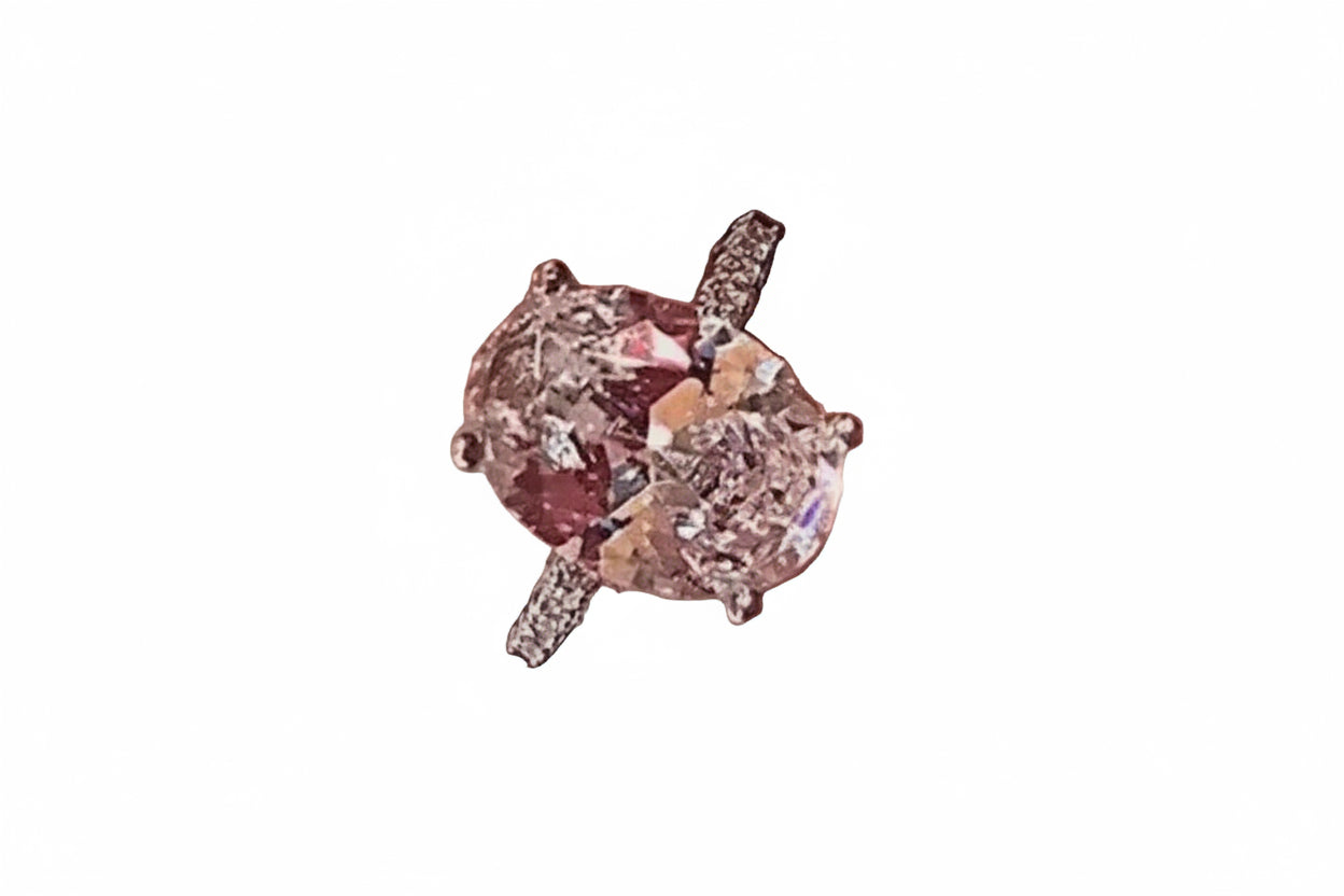 Large Pink Zirconia Stainless Steel Ring