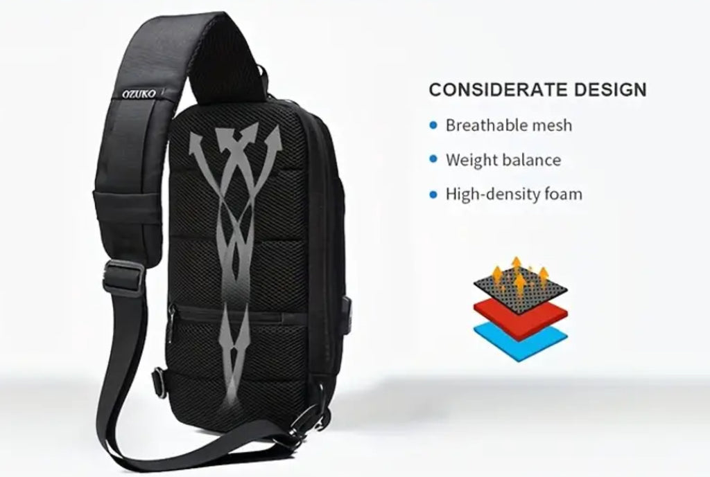 Sac bandoulière en tissu mesh avec serrure à combinaison et port de chargement (vert armée)