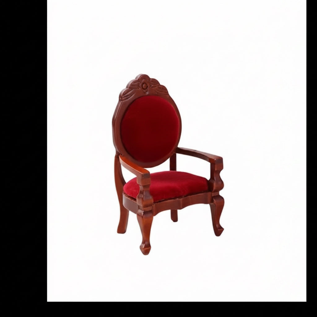 Miniature Wooden Velvet Armchair