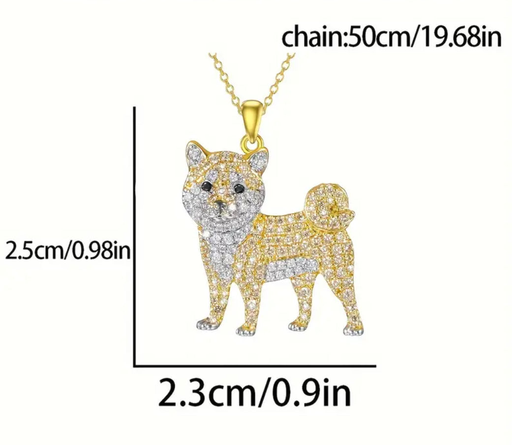 Shiba Inu dog zirconia necklace