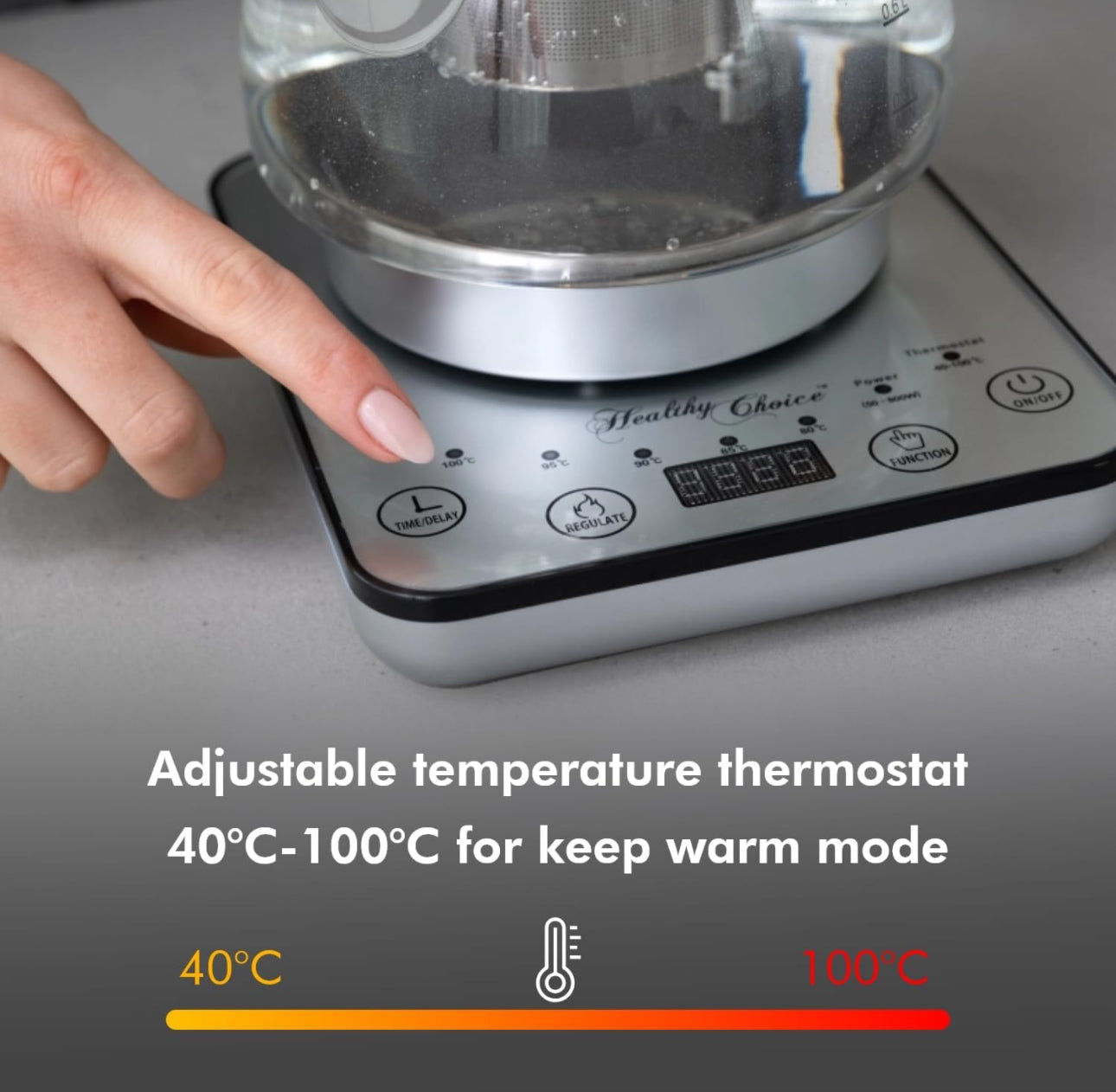 Bouilloire électrique en verre et acier inoxydable sans BPA