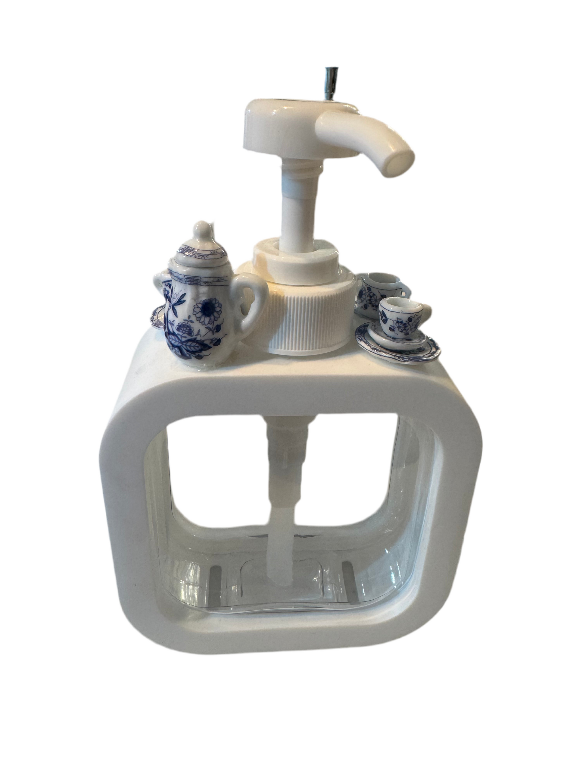 Soap dispenser with ceramic tea set