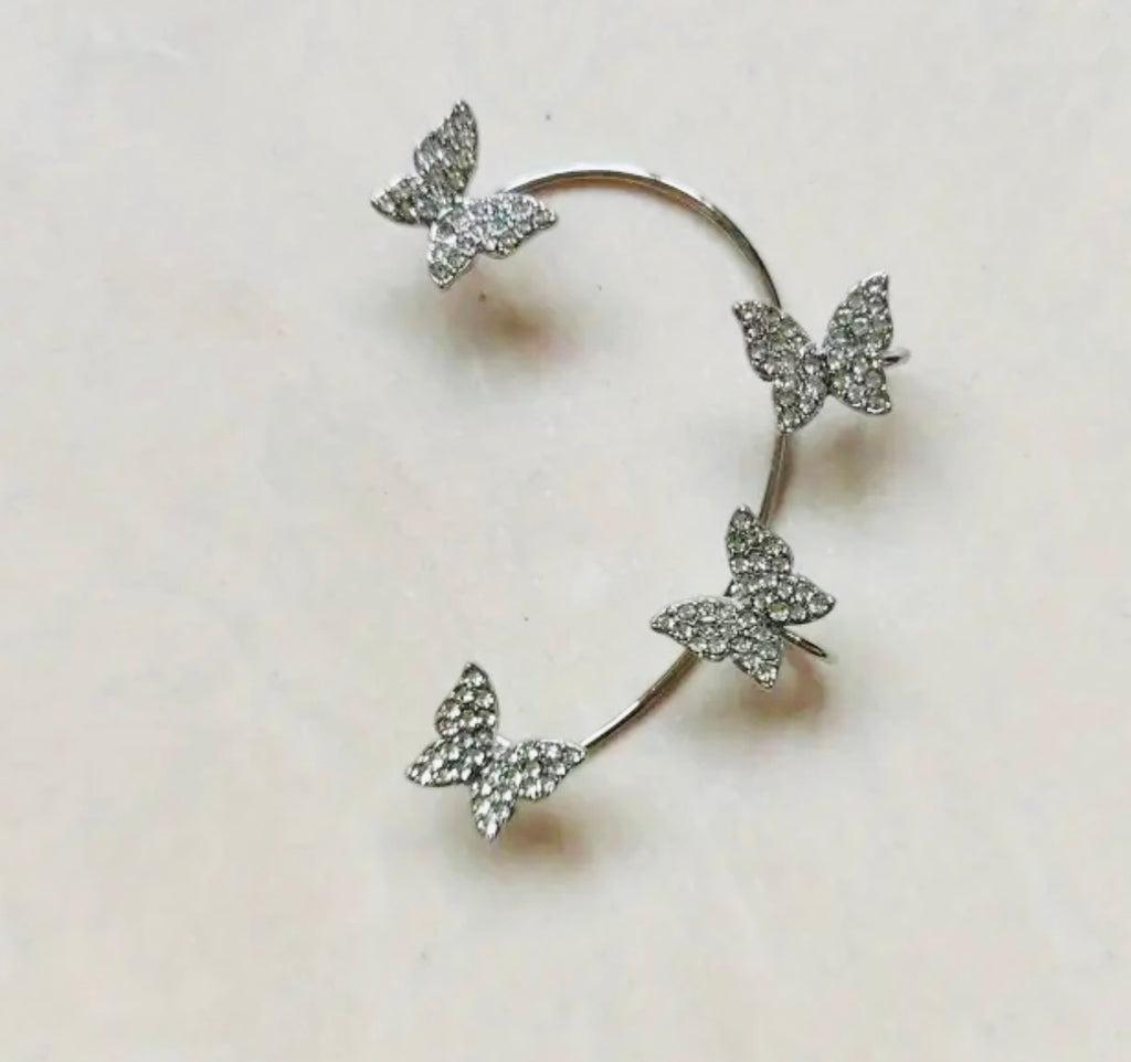 Manchette d'oreille papillon en moissanite (argent ou or)