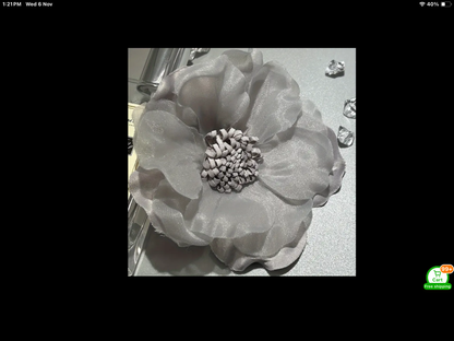 Grey Fabric Flower Brooch or Hair Clip