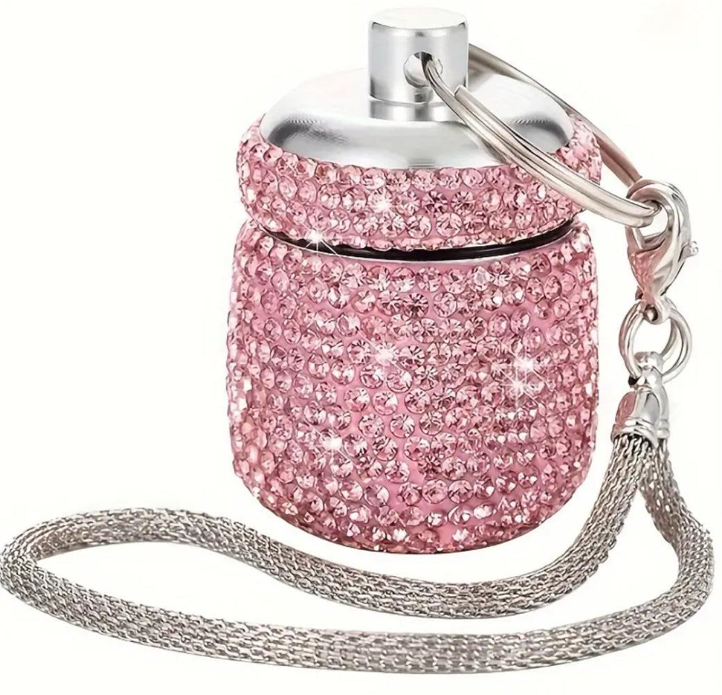 Light Pink Diamonte single compartment keychain