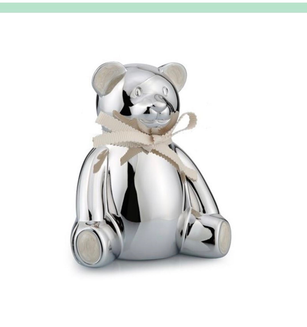 Silver-plated Teddy Bear Money Box