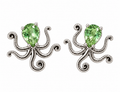 Octopus Stud Earrings – Green Zircon
