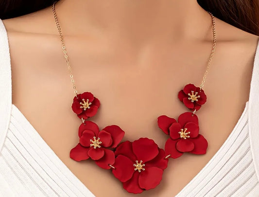 Red Floral necklace