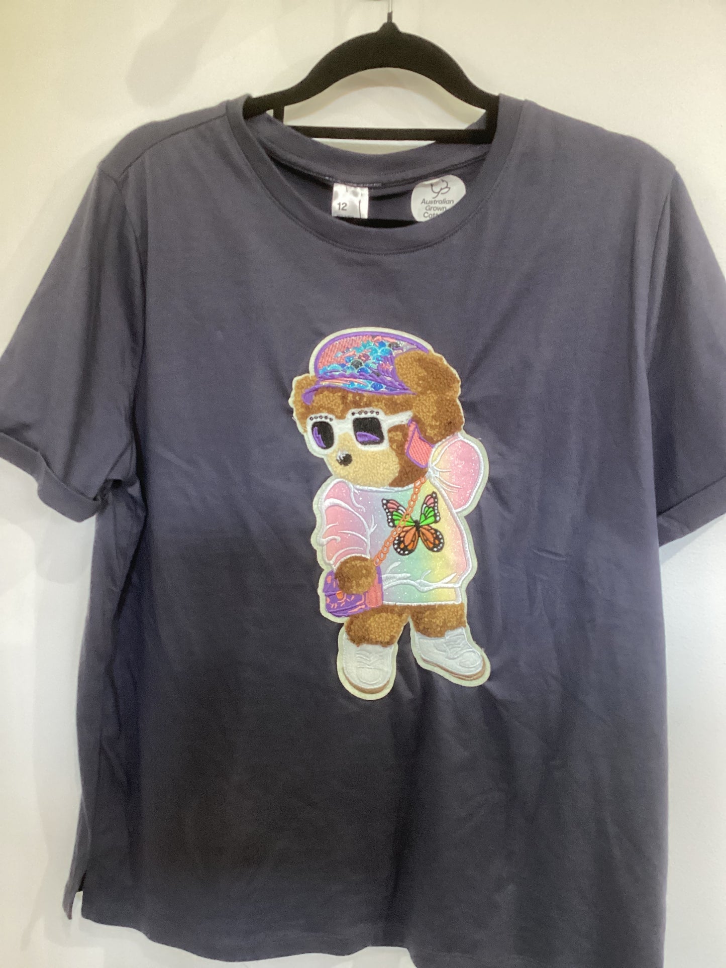 Fashion Teddy Blue Cotton T-Shirt (size 12)