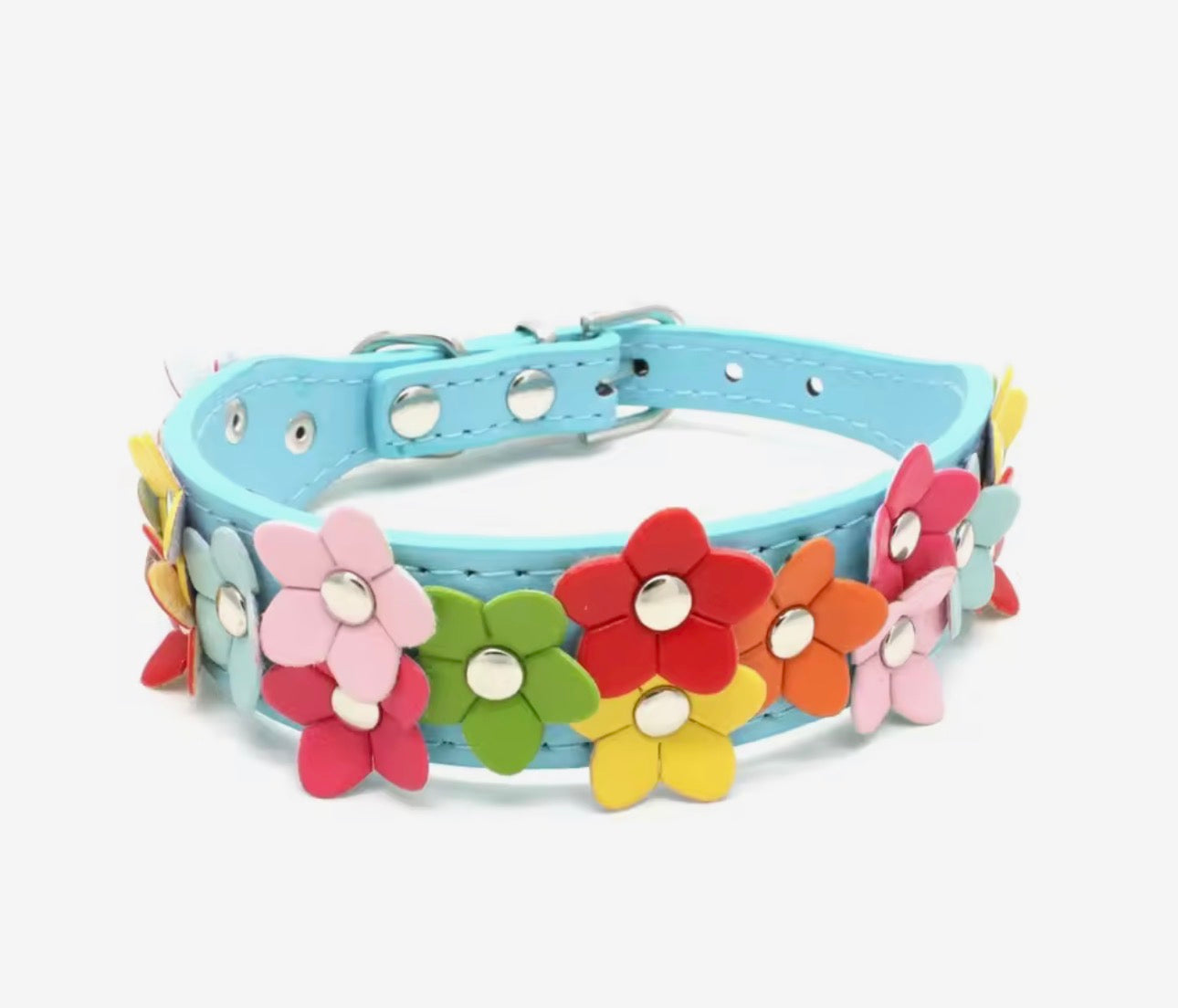 3D Flowers Pet Collar (Pale Blue)