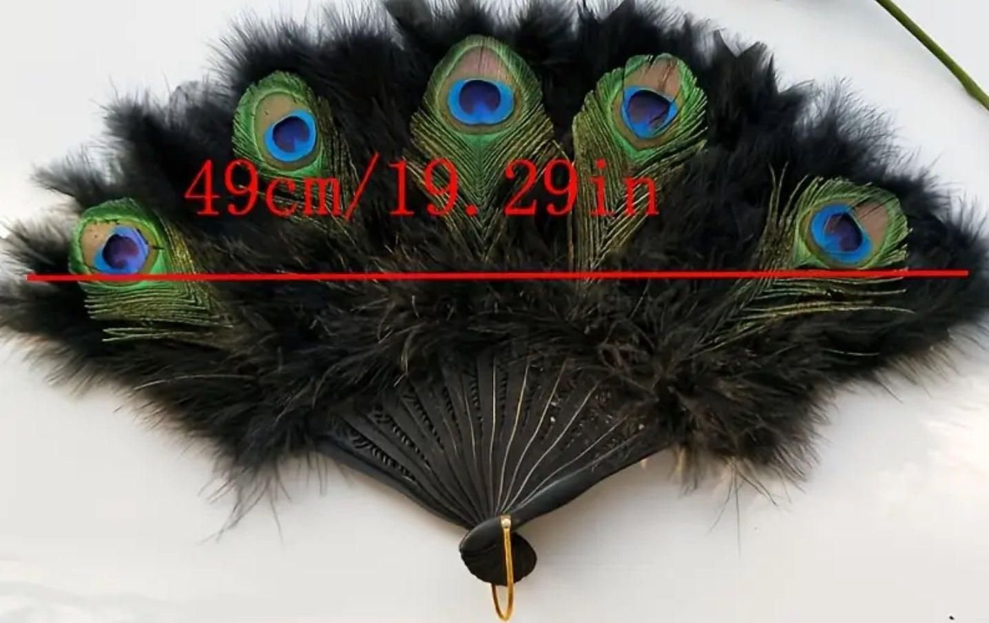 Peacock Feather Fan - Black