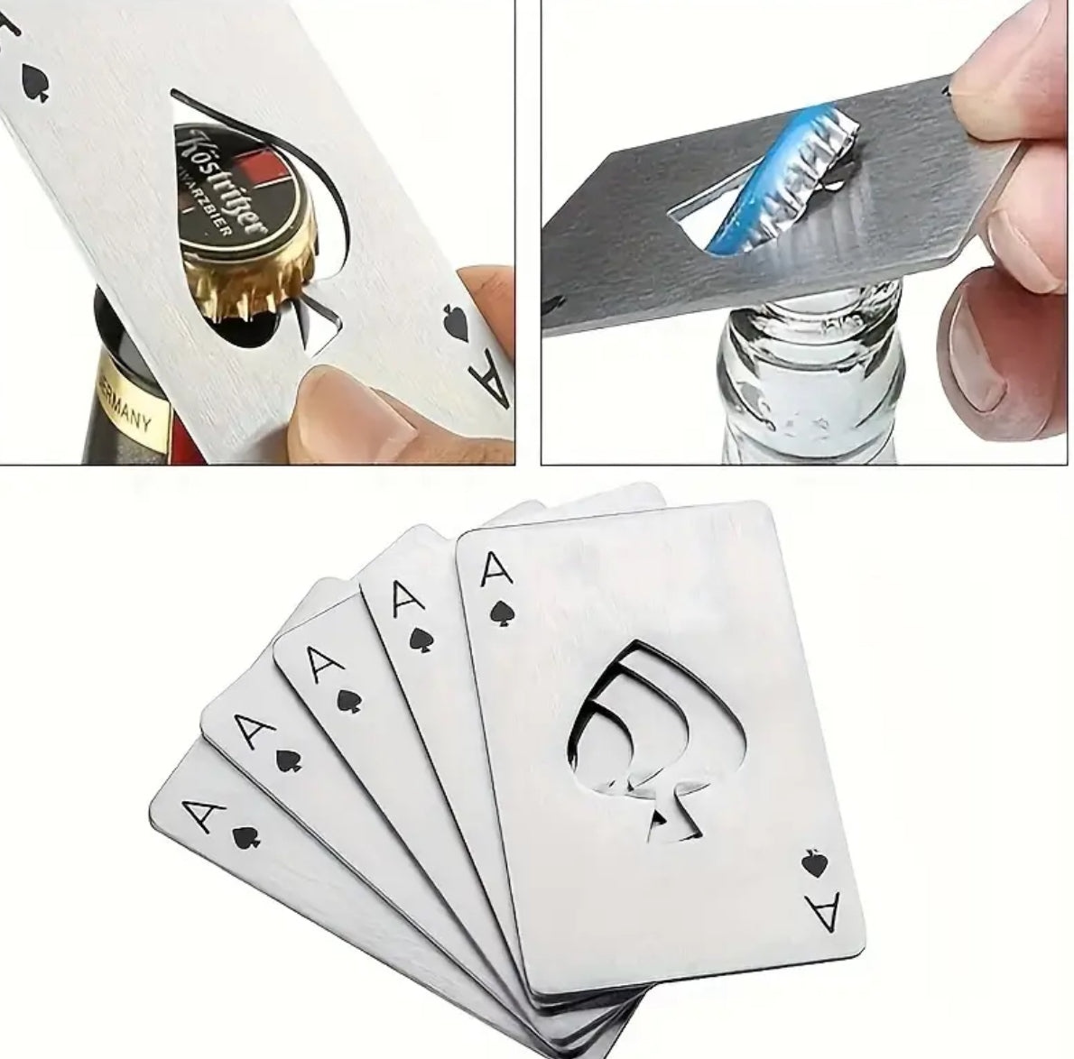 Décapsuleur en forme de carte à jouer