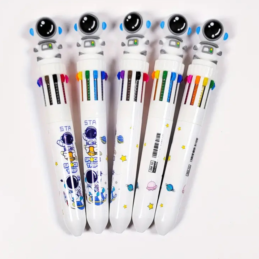 10-in-1 colours ballpoint astronaut pen ( White )