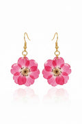 Pink Resin Flower Earrings