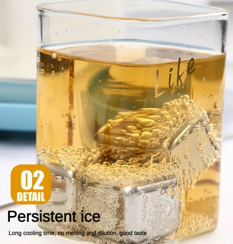 Reusable Stainless Steel Ice Cubes with Tongs