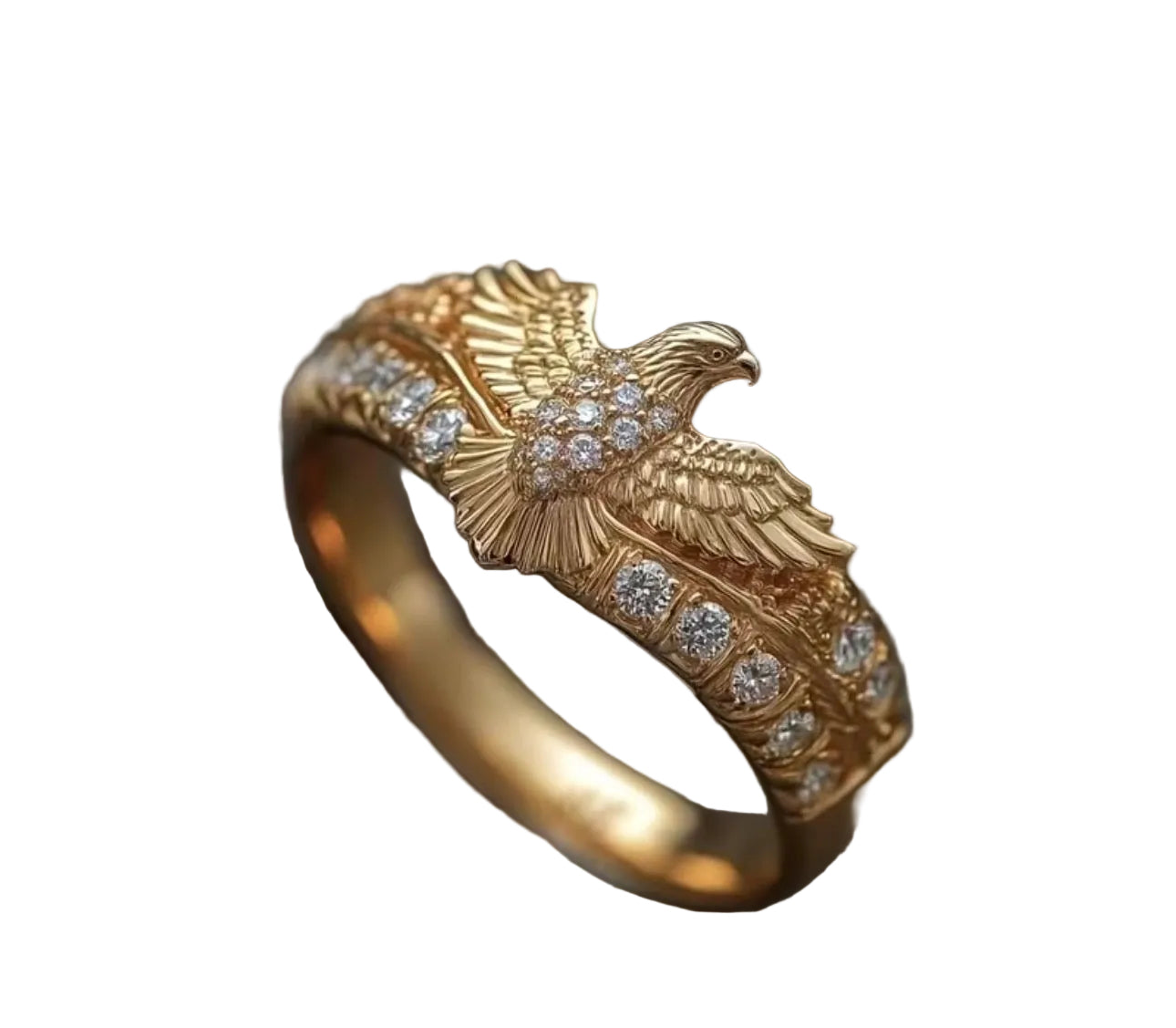 Golden Zirconia Eagle Ring