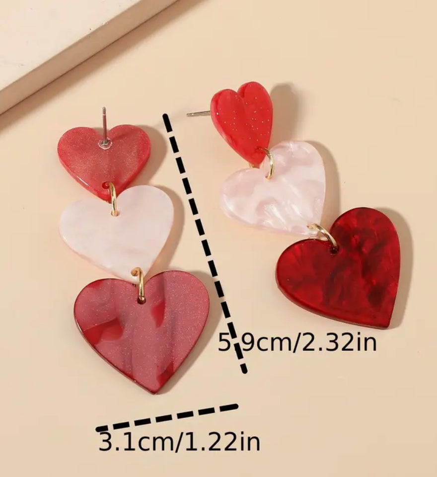 Hearts pendant stud earrings