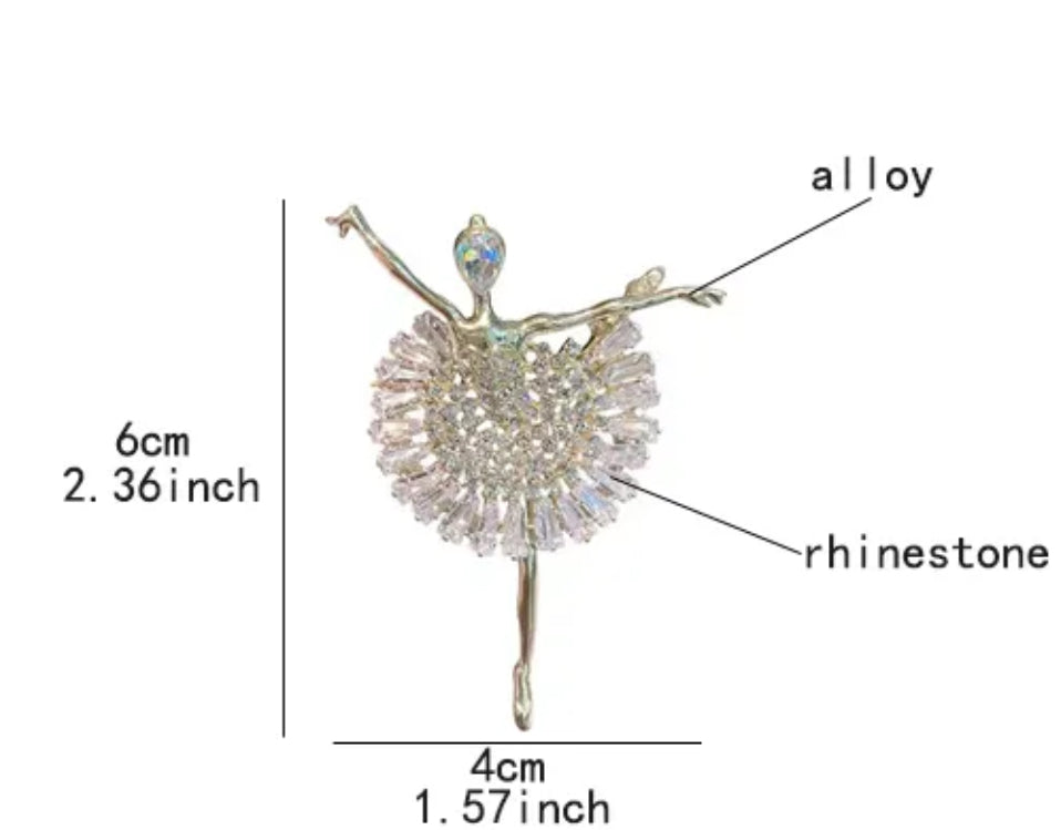 Diamonte Ballerina Brooch