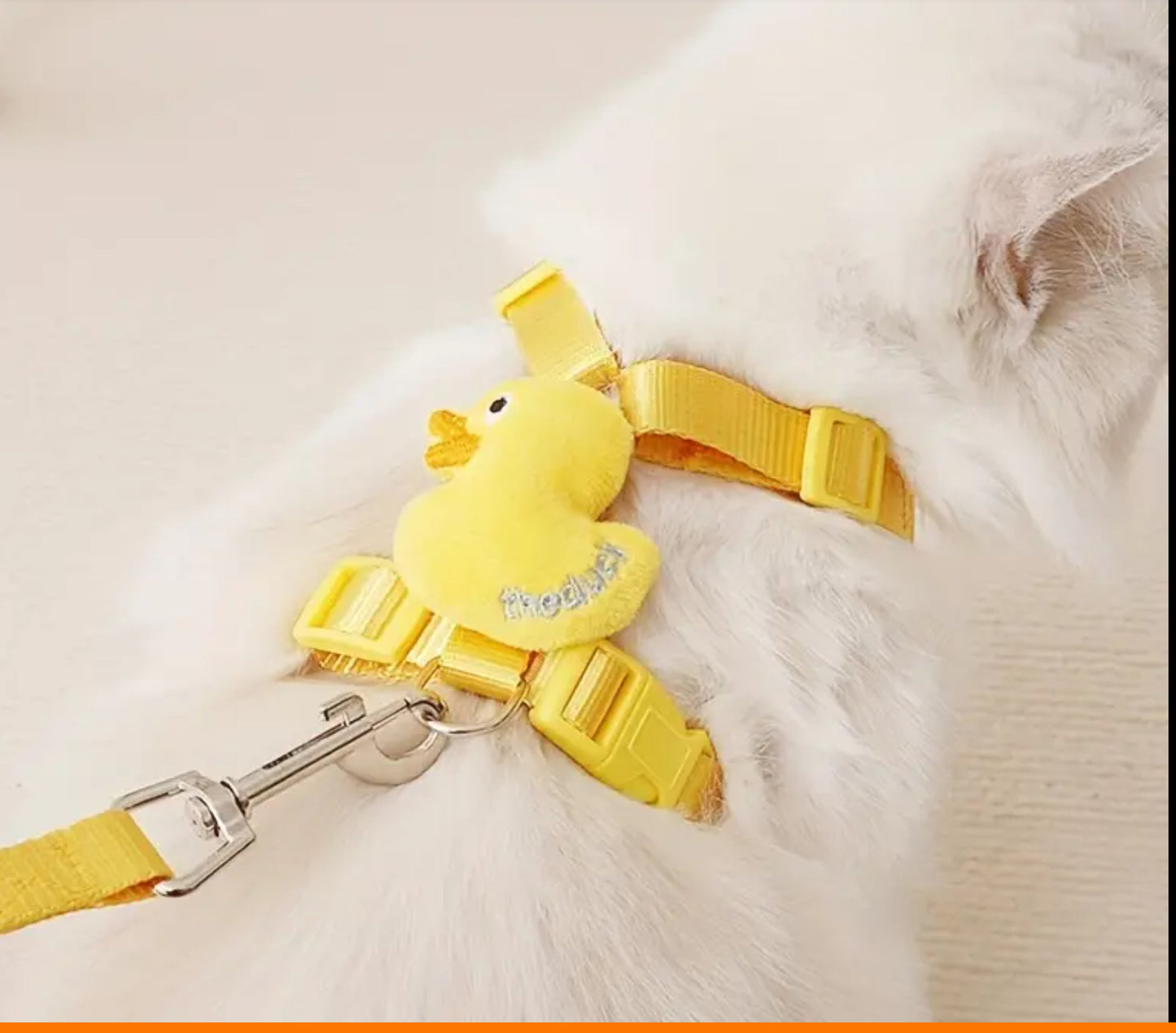 Yellow duck harness and matching leash