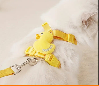 Yellow duck harness and matching leash