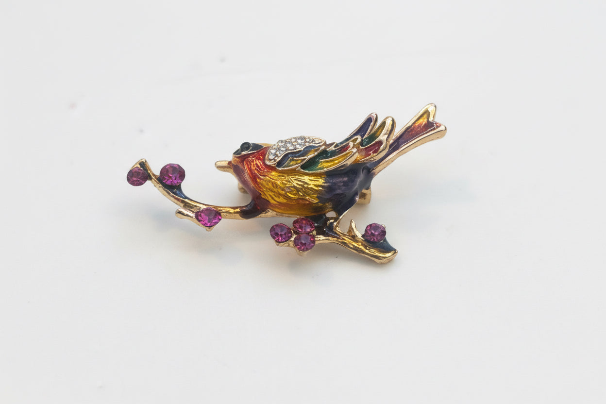 Diamanté Bird Brooch