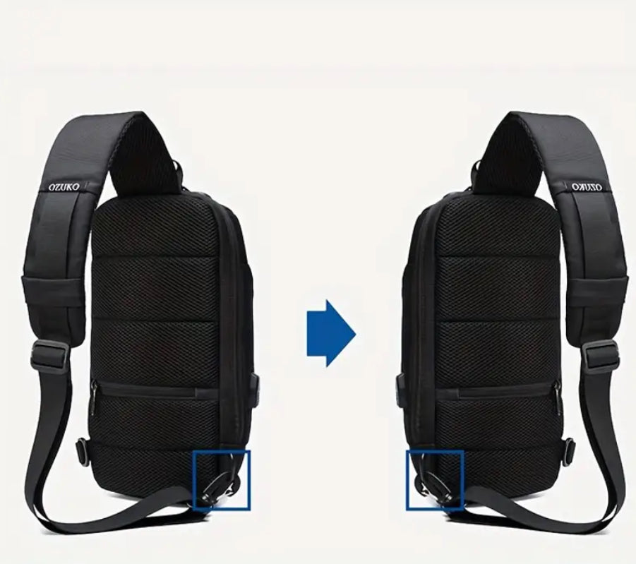 Sac bandoulière en tissu mesh avec serrure à combinaison et port de chargement (vert armée)