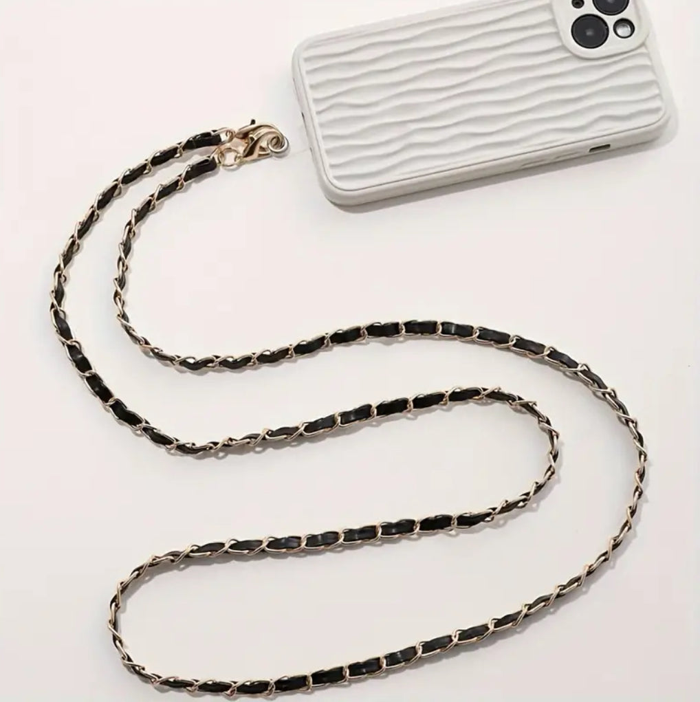 Leatherette Chain Phone Lanyard / Bag Strap ( Black or white)