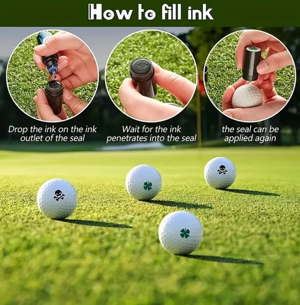 Moustache Golf Ball Stamp