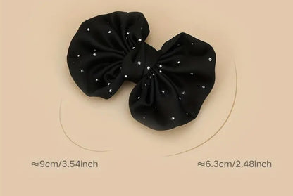 Diamonte black bow shoe clips