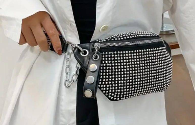 Studded diamanté waist bag