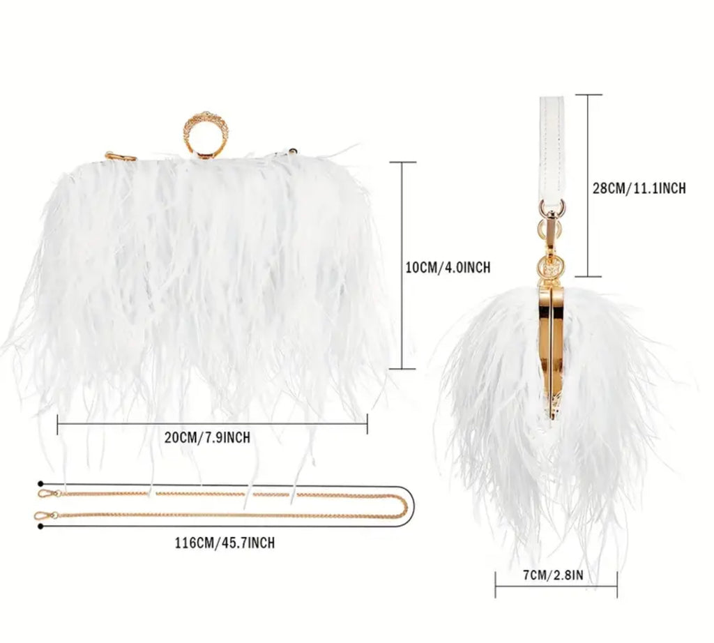 Sac en plumes d'autruche bleues
