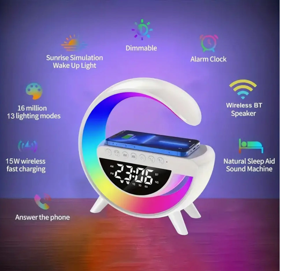 Wireless Charging Bluetooth Speaker Alarm Clock