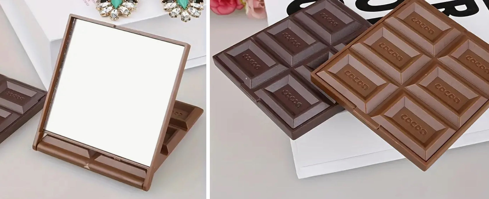 Miroirs compacts en chocolat