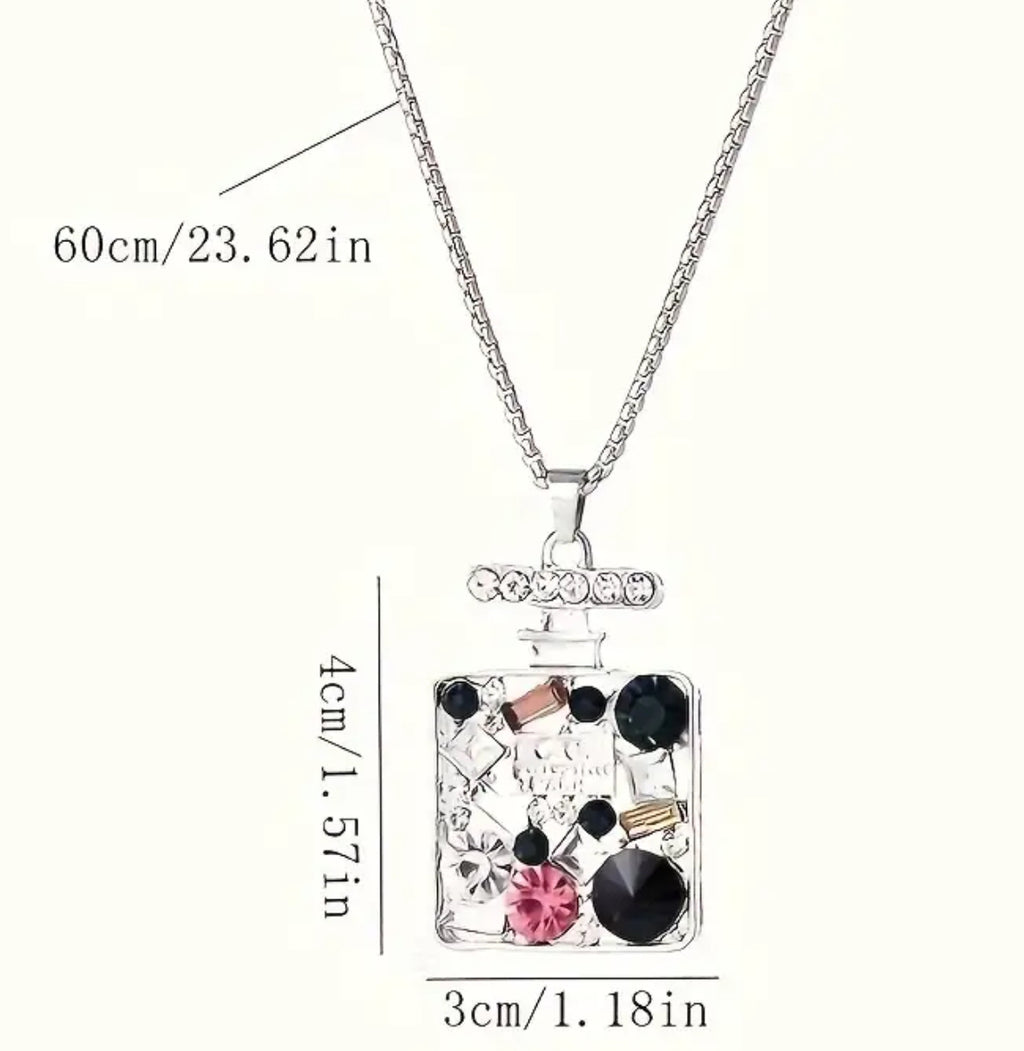 Collier en acier inoxydable avec flacon de parfum multicolore