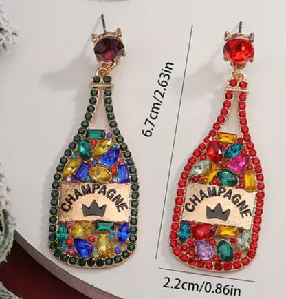 Multicoloured Champagne zirconia bottle earrings