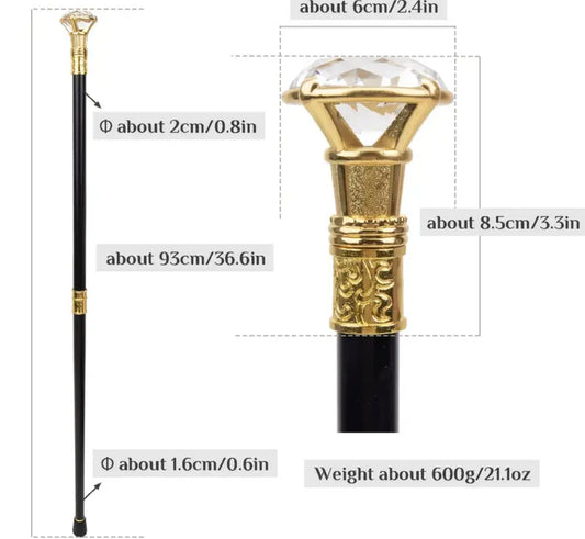 Zircon Gem Black Walking Stick