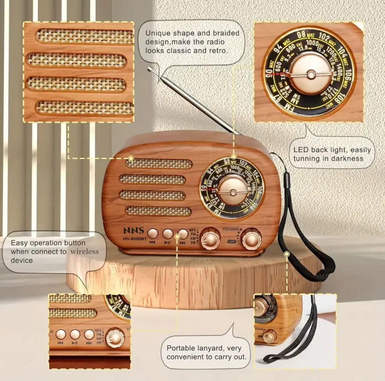 Portable Radio Speaker (Light Brown)