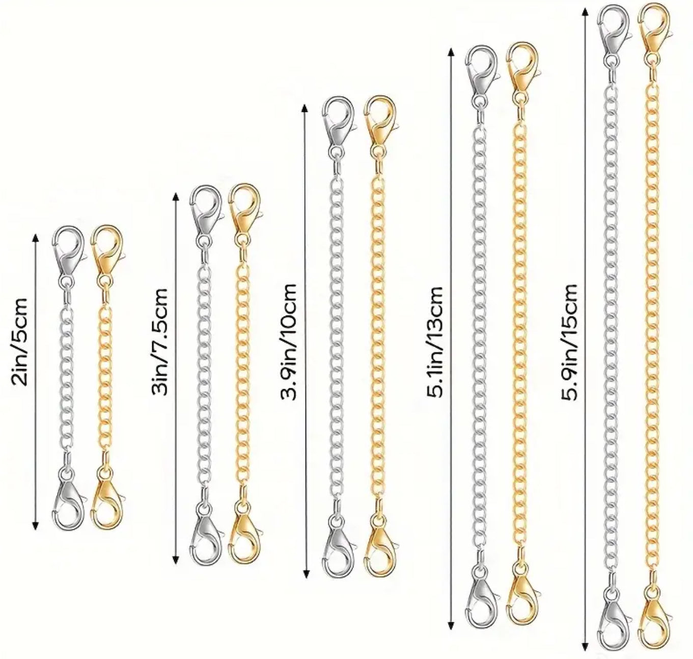 Collier, bracelet, rallonges de cheville (lot de 10)