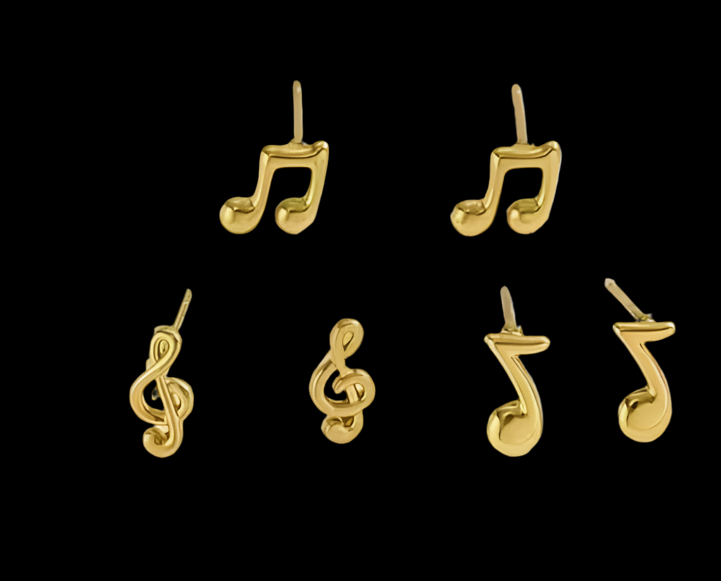 Boucles d'oreilles musicales en acier inoxydable